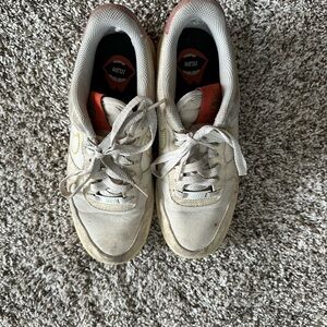 Beige Sneakers with Red Accents